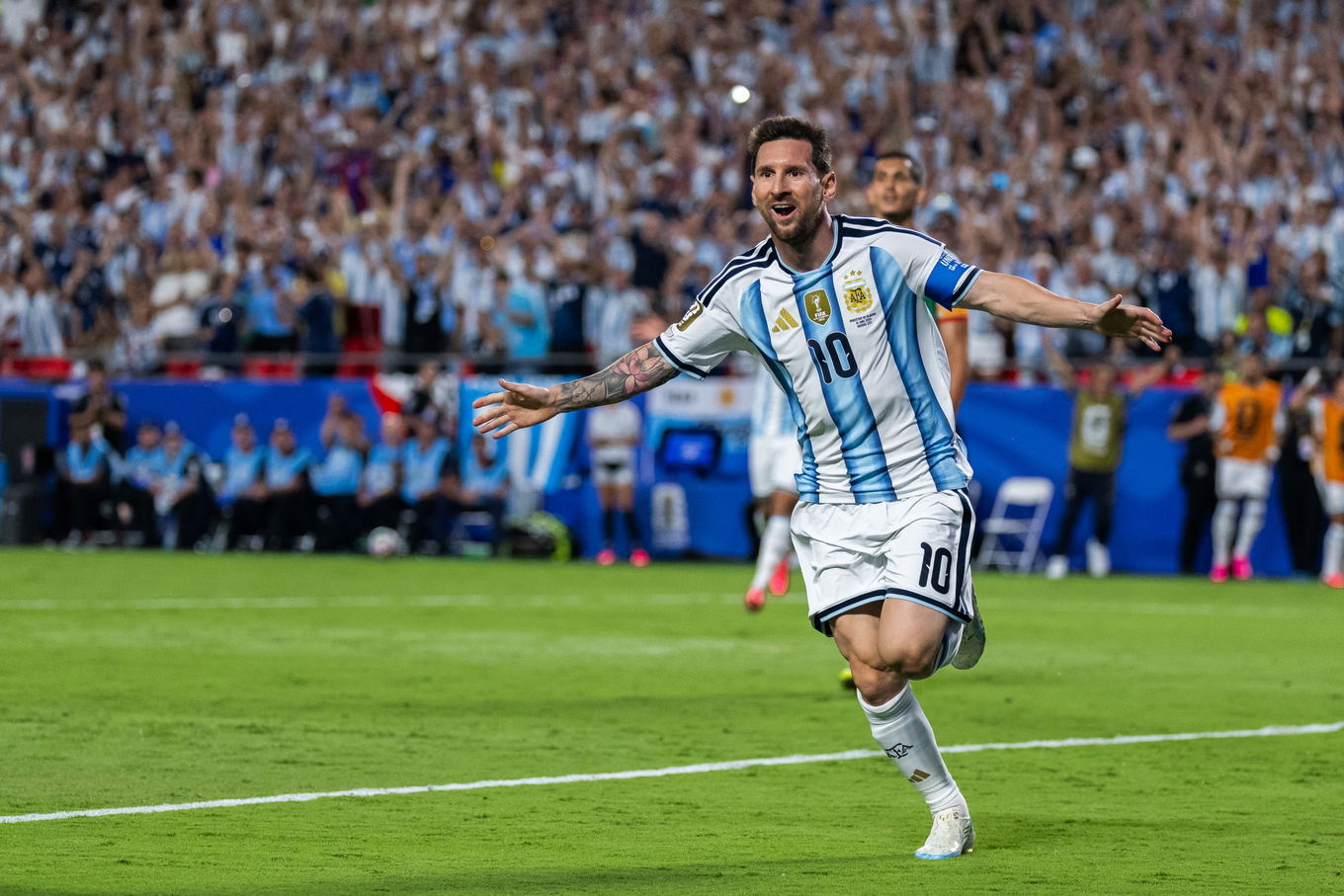 260616 Lionel Messi de Argentina celebra tras el 2-0 durante el partido de la Copa Mundial de la FIFA 2026 entre Argentina y Argelia el 16 de junio de 2026 en Kansas City.
