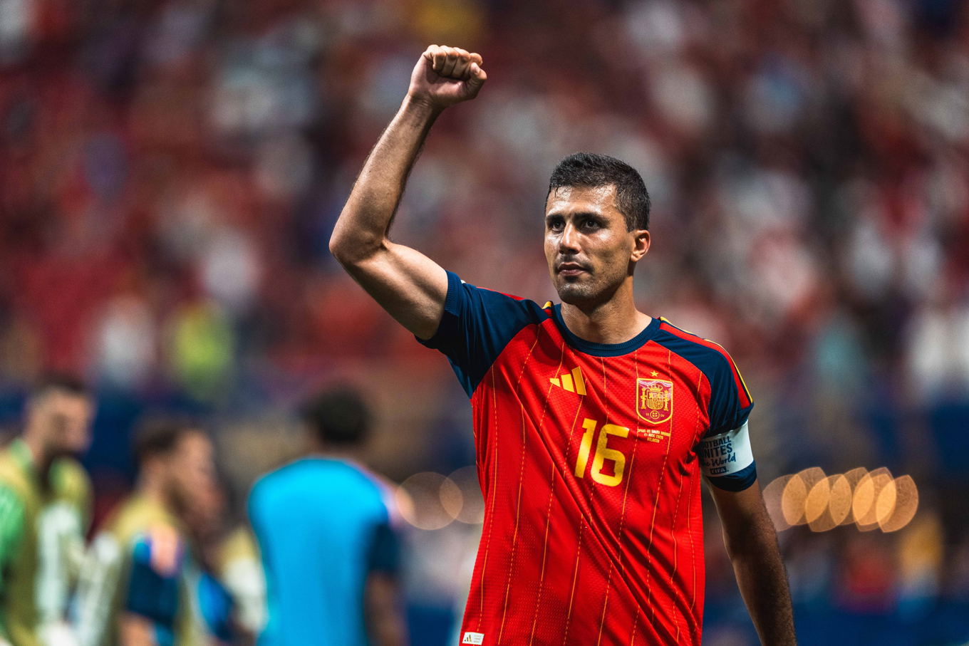 Rodri de España celebra la victoria durante el partido del Grupo H del Mundial 2026 contra Arabia Saudí en el Mercedes-Benz Stadium de Atlanta