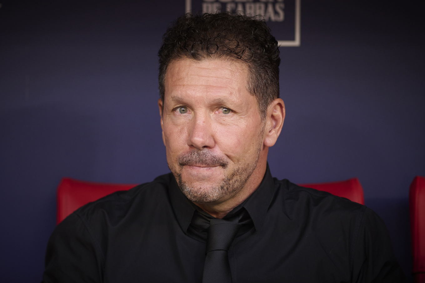 Atlético Madrid coach Diego Simeone during the LaLiga derby against Real Madrid at the Metropolitano in Madrid