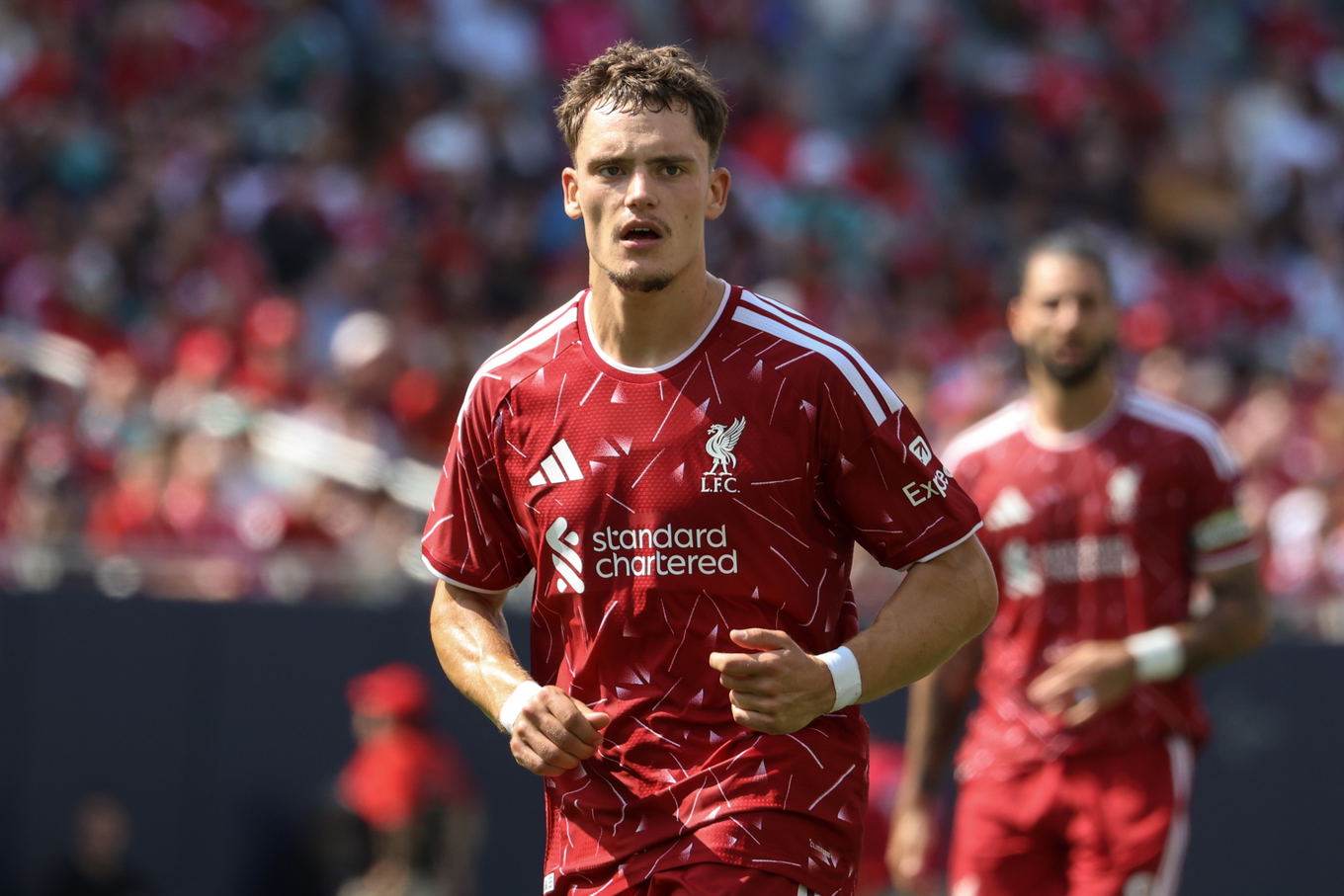 Florian Wirtz of Liverpool during the club friendly against Leeds United at Soldier Field in Chicago