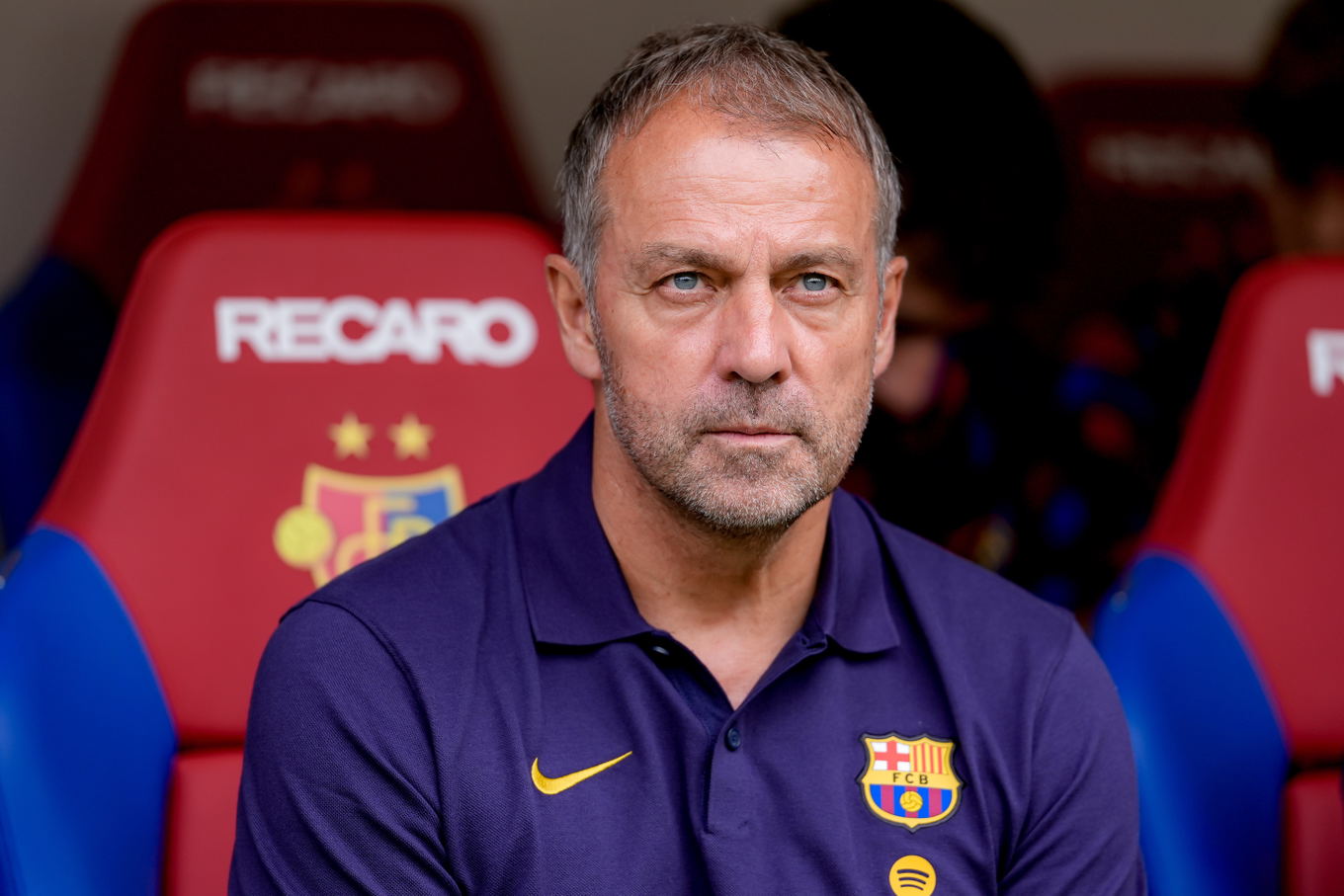 Barcelona head coach Hansi Flick during the friendly against FC Basel at St. Jakob-Park in Basel