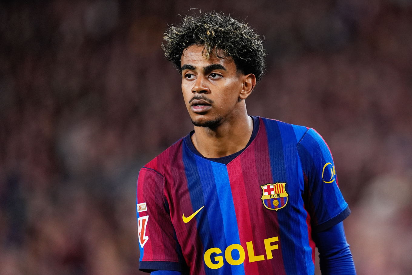 Lamine Yamal of FC Barcelona during the La Liga match against Real Madrid at the Spotify Camp Nou