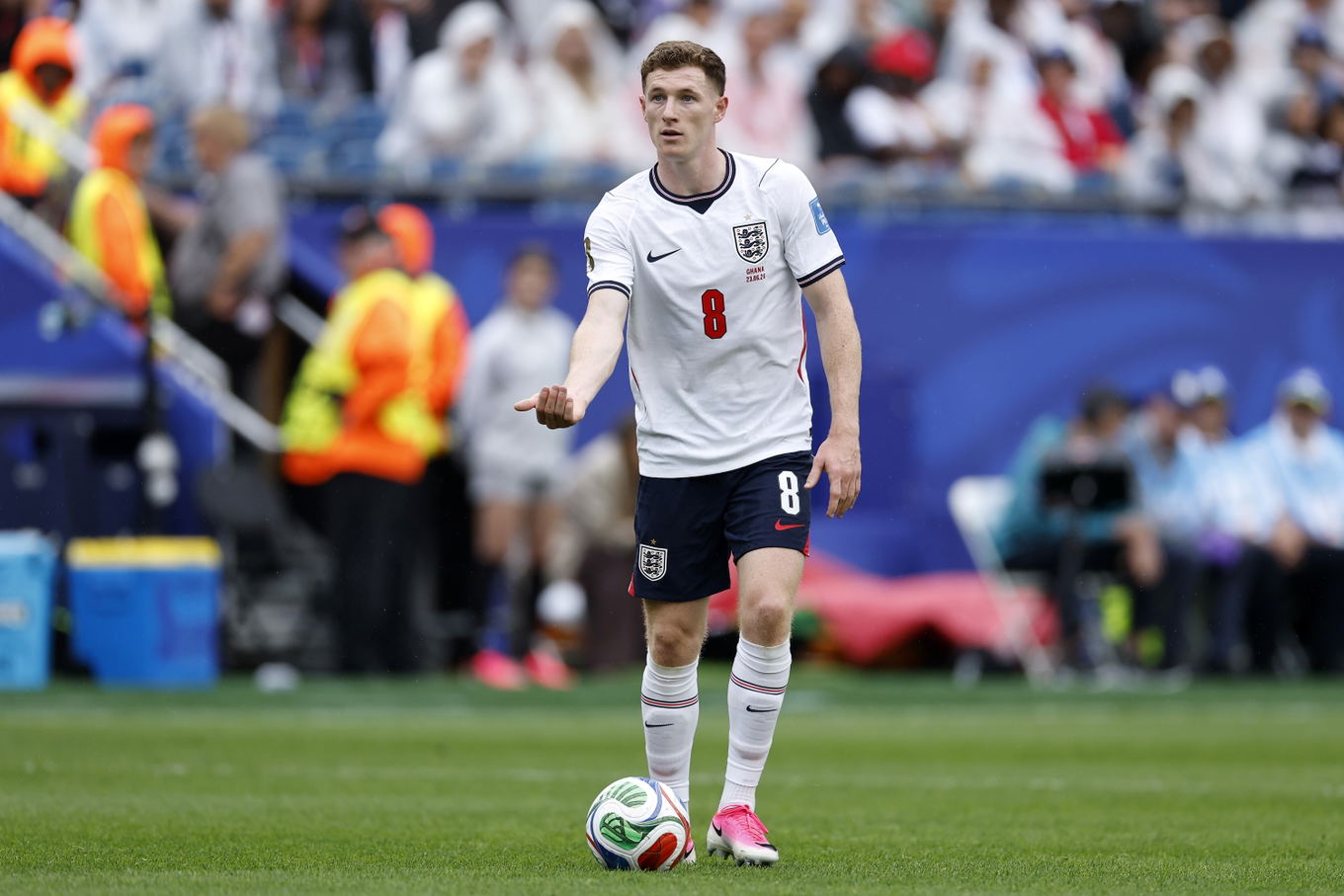 Elliot Anderson of England during the FIFA World Cup 2026 Group L match against Ghana in Foxborough