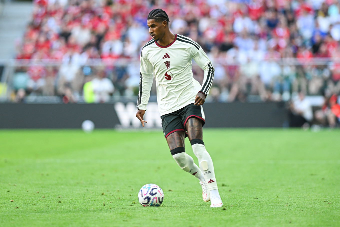 Marcus Rashford del Manchester United durante el amistoso de pretemporada contra el AC Milan en el Tarczyński Arena de Wrocław