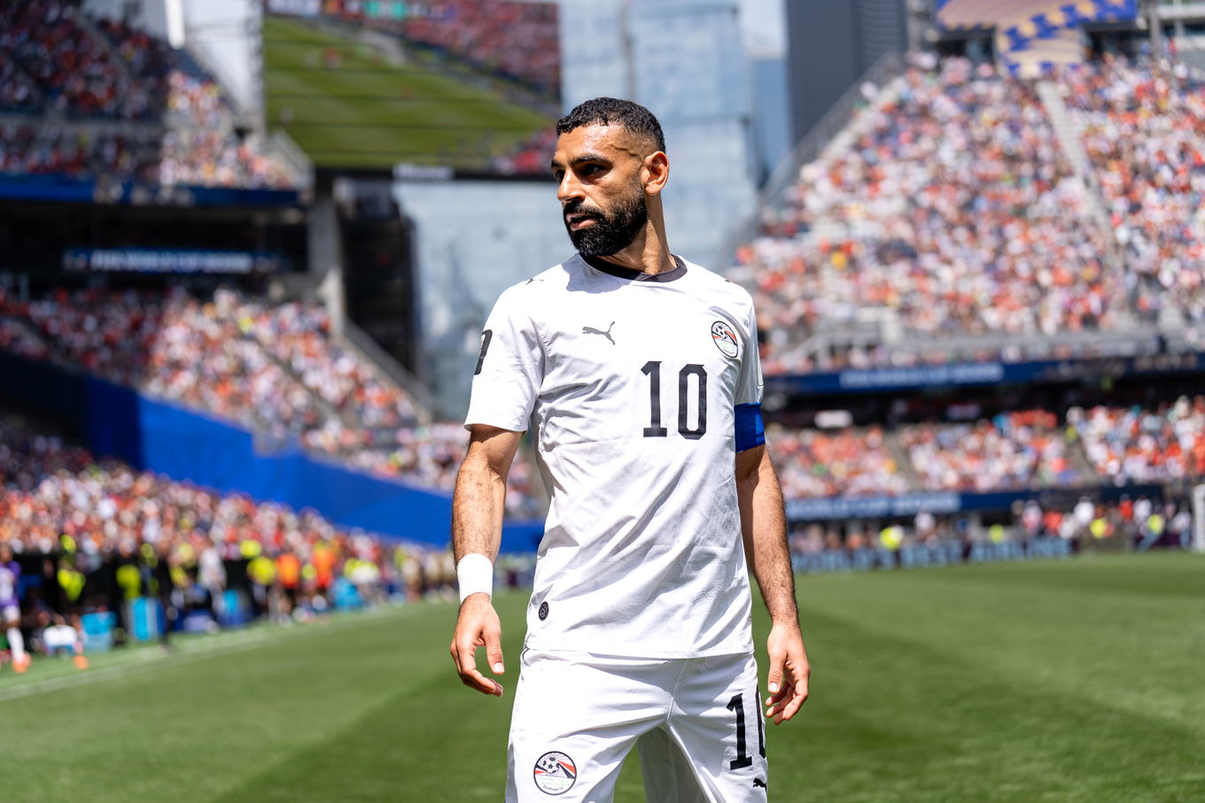 Mohamed Salah during Egypt's 2026 World Cup match against Belgium