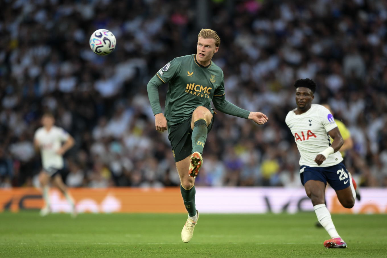 Jarrad Branthwaite of Everton during the Premier League match against Tottenham Hotspur at the Tottenham Hotspur Stadium in London