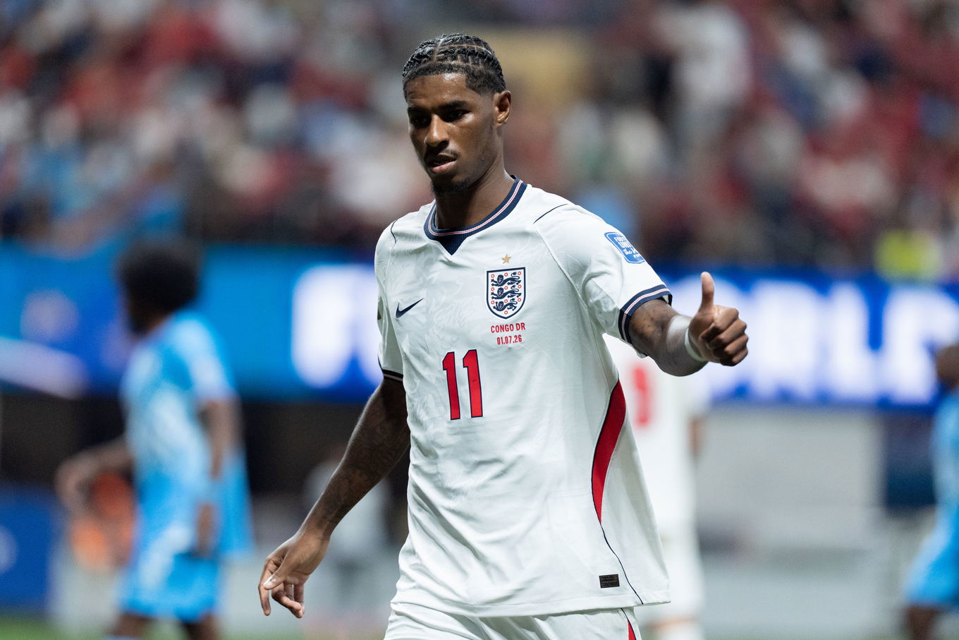 Marcus Rashford of England during the FIFA World Cup 2026 round of 32 match against DR Congo in Atlanta