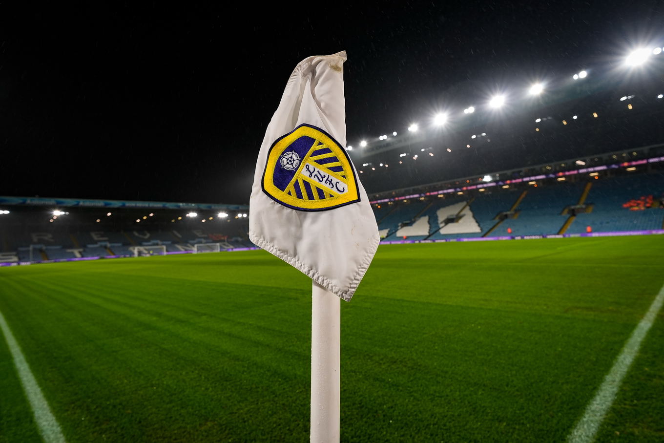 General view of the corner flag and stands at Elland Road, home of Leeds United, in Leeds