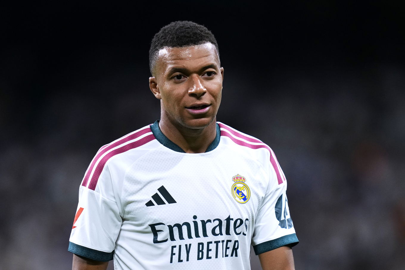 Kylian Mbappé del Real Madrid durante el partido de LaLiga contra la Real Sociedad en el Santiago Bernabéu de Madrid