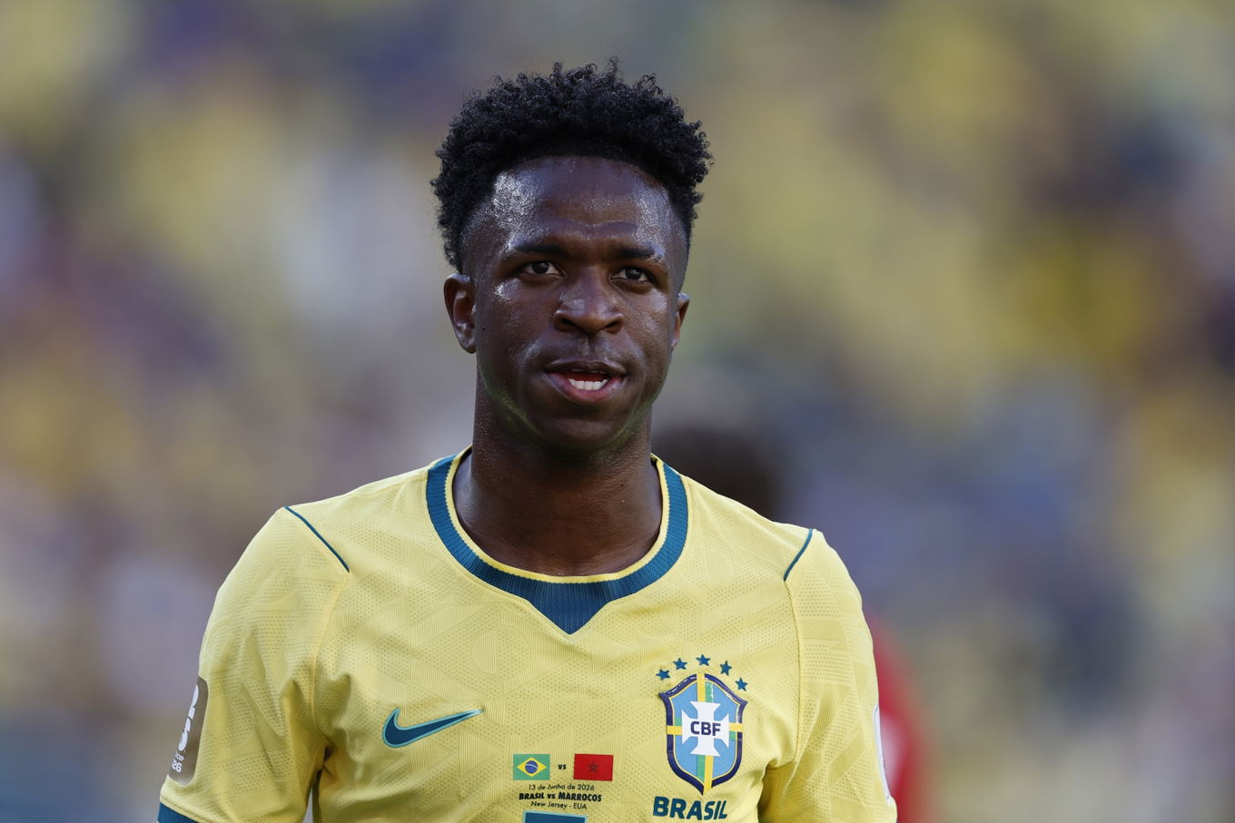 6/13/2026 - NEW JERSEY - Vinicius Junior of Brazil during the FIFA 2026 World Cup Group C match between Brazil and Morocco at the New Jersey Stadium on June 14, 2026, in New Jersey, United States.
