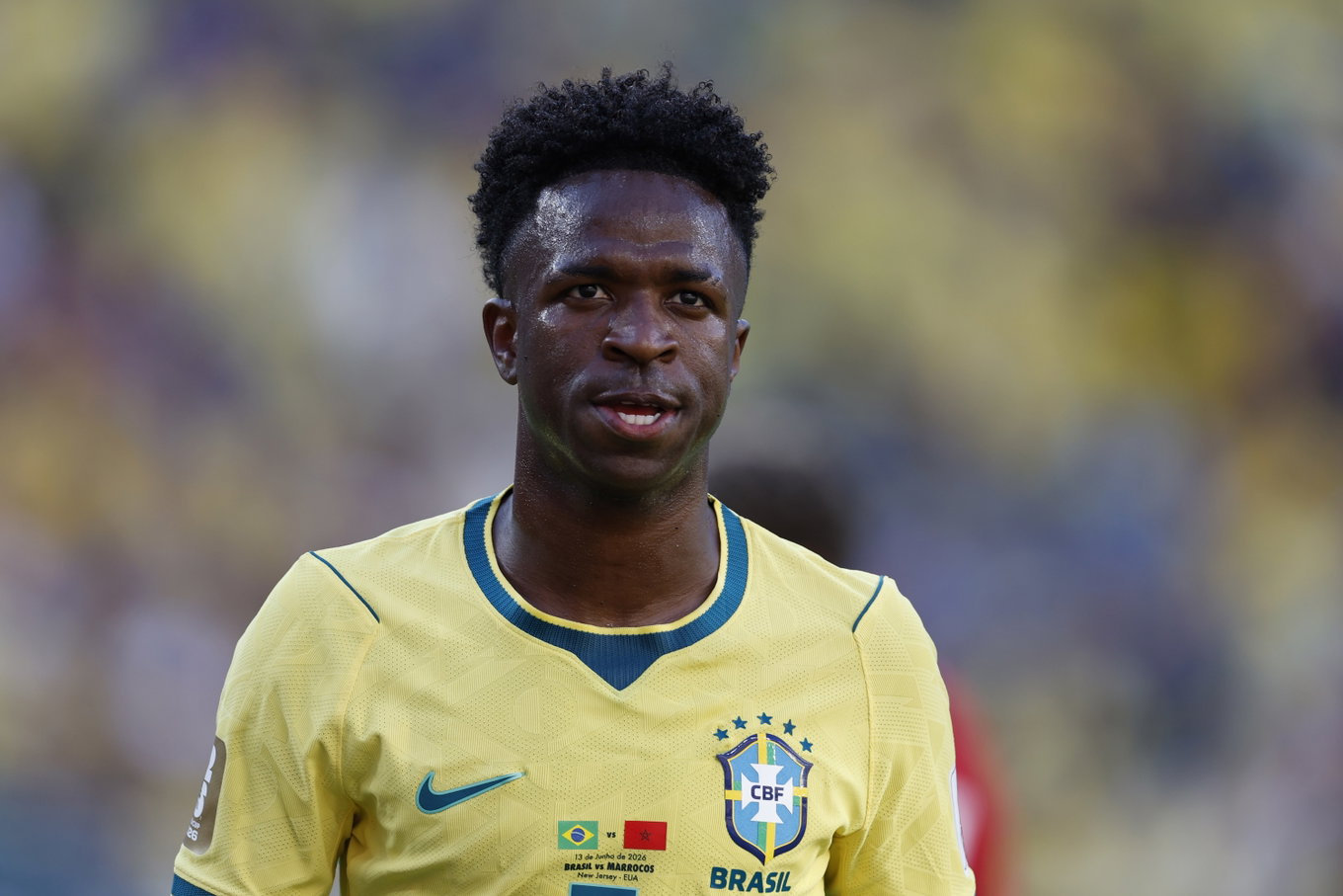 6/13/2026 - NEW JERSEY - Vinicius Junior of Brazil during the FIFA 2026 World Cup Group C match between Brazil and Morocco at the New Jersey Stadium on June 14, 2026, in New Jersey, United States.