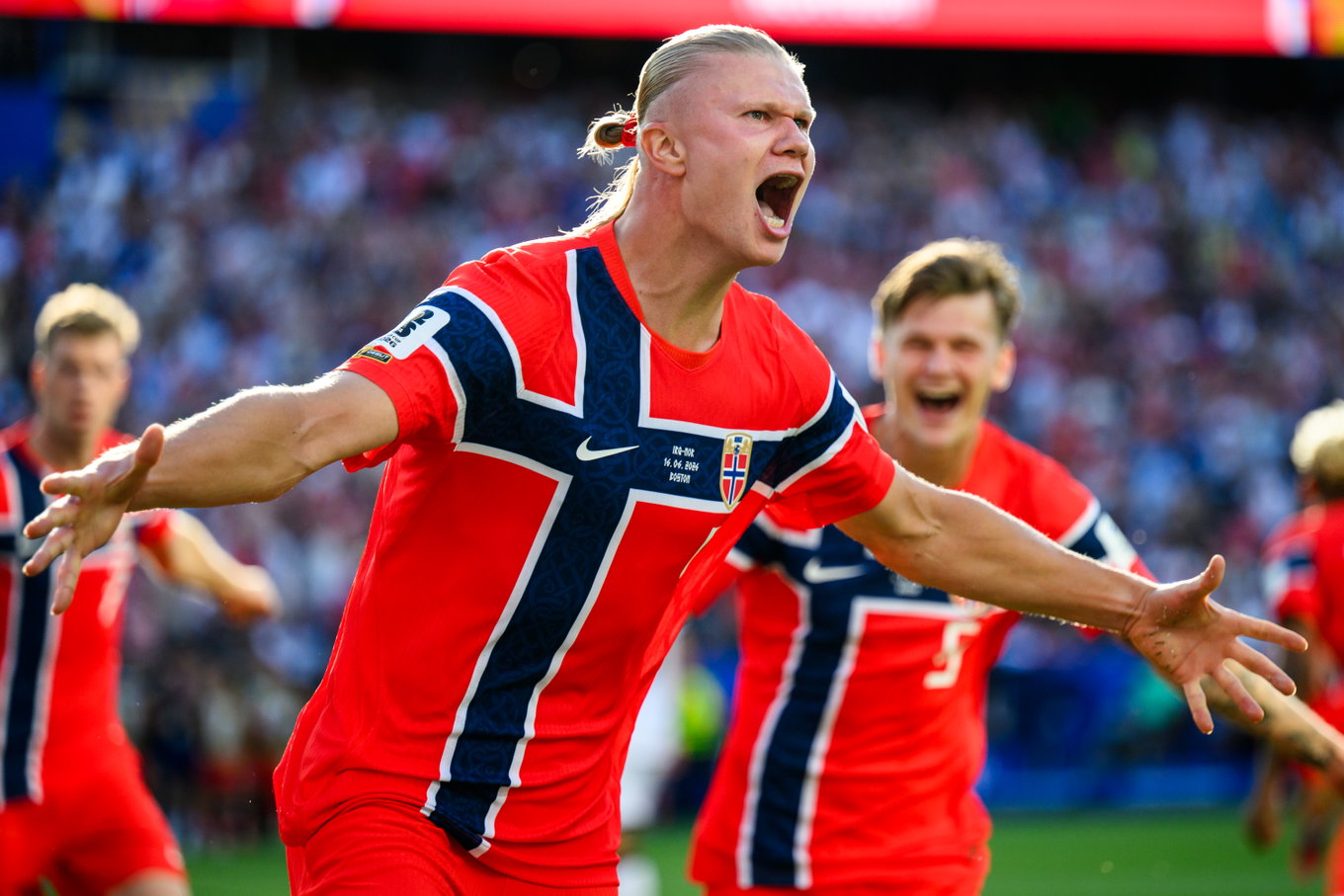 260616 Erling Braut Haaland de Noruega celebra tras marcar el 1-0 durante el partido de fase de grupos de la Copa Mundial de la FIFA 2026 entre Irak y Noruega el 16 de junio de   2026 en Foxborough