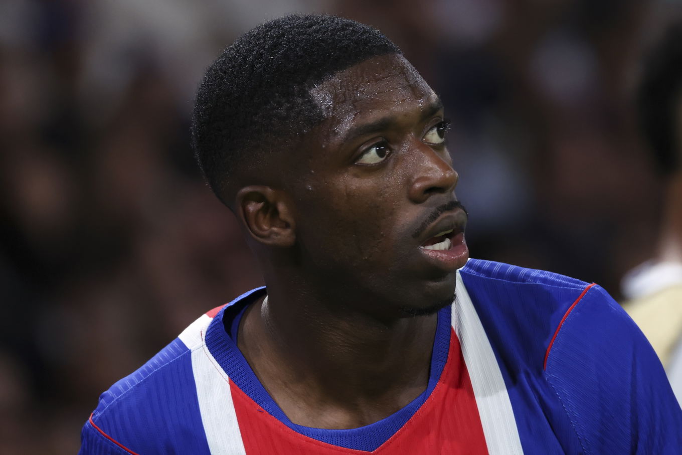 Ousmane Dembélé del Paris Saint-Germain durante el partido de la UEFA Champions League contra el Slovan Bratislava