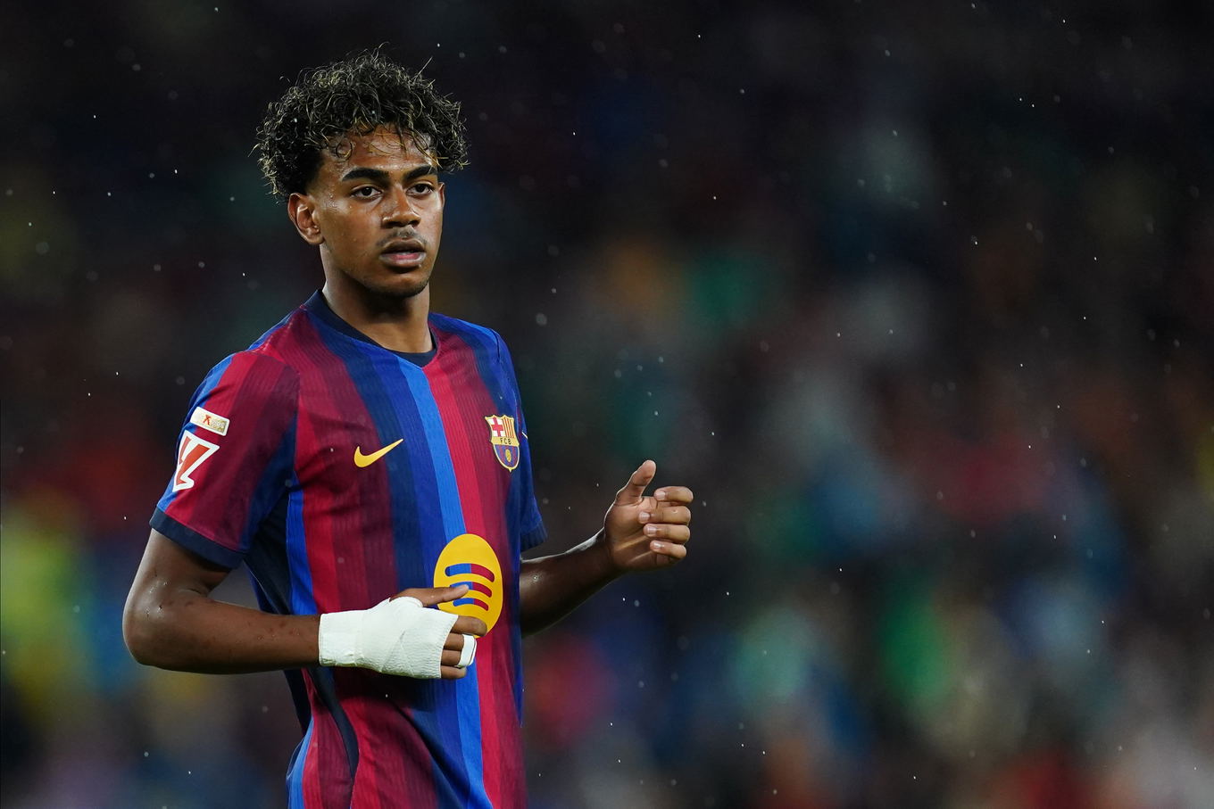 Lamine Yamal of FC Barcelona during the La Liga match against Racing Santander at the Spotify Camp Nou