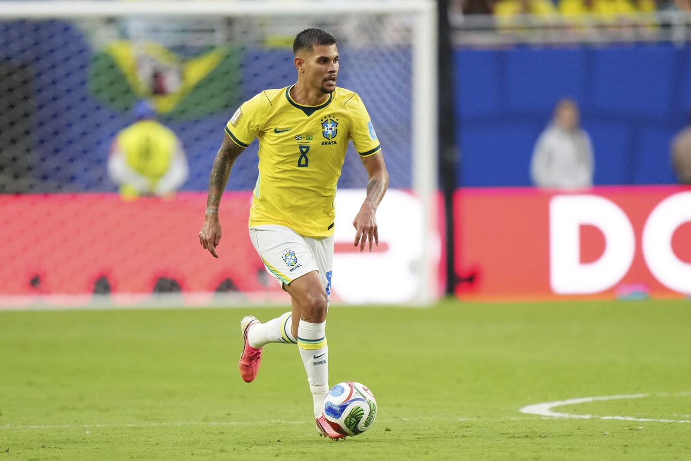 Bruno Guimarães of Brazil during the FIFA World Cup 2026 Group D match against Scotland at Hard Rock Stadium in Miami