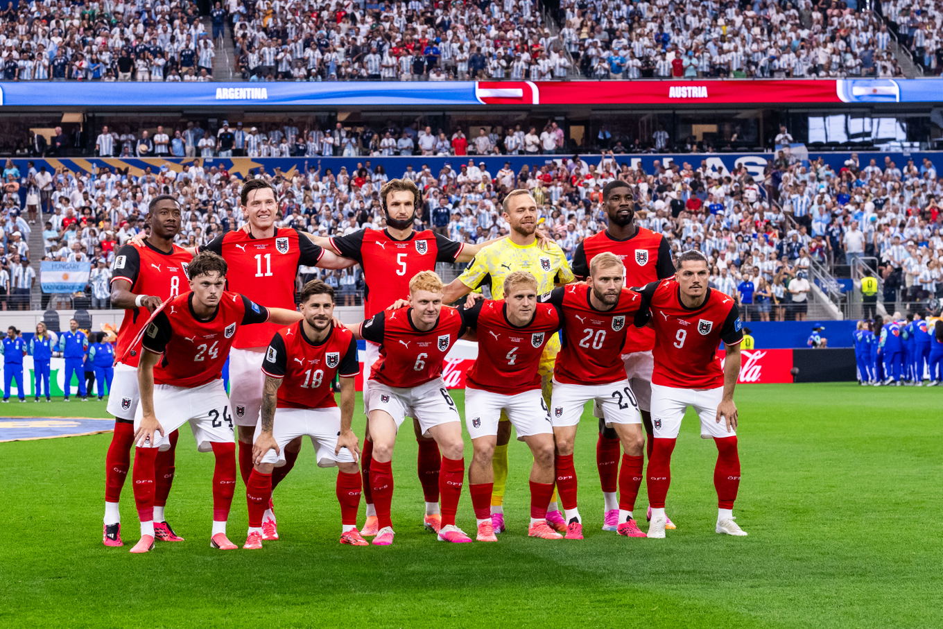 El once inicial de Austria antes del partido del Mundial 2026 contra Argentina en Dallas